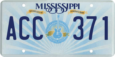 MS license plate ACC371