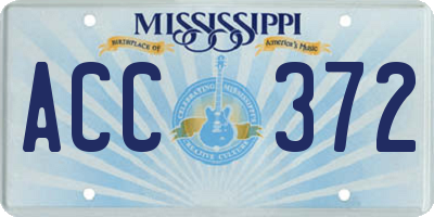 MS license plate ACC372