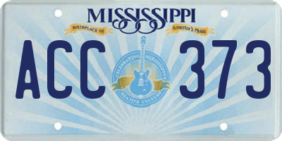 MS license plate ACC373
