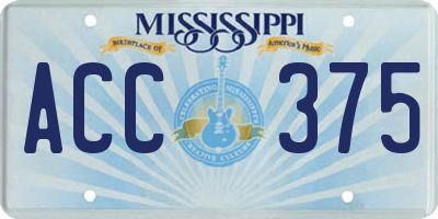 MS license plate ACC375