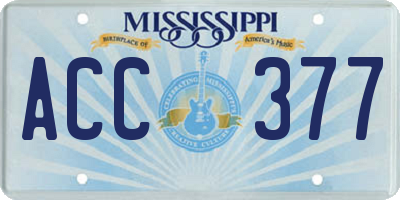 MS license plate ACC377