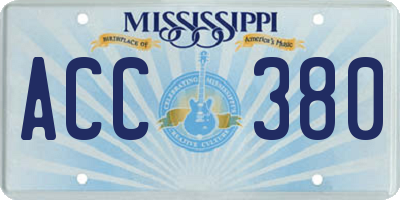 MS license plate ACC380