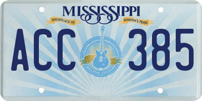 MS license plate ACC385