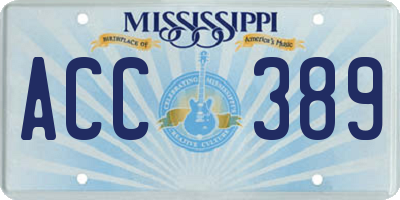 MS license plate ACC389