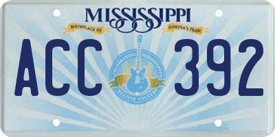 MS license plate ACC392