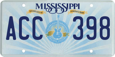 MS license plate ACC398