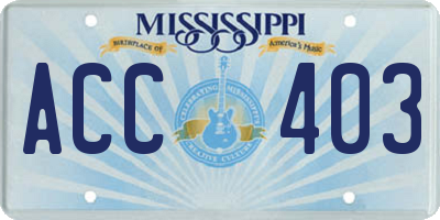 MS license plate ACC403