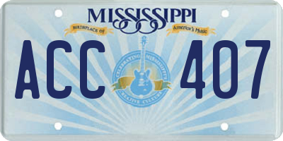 MS license plate ACC407