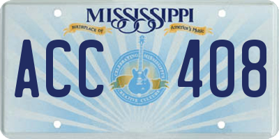 MS license plate ACC408