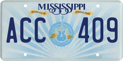 MS license plate ACC409
