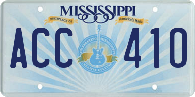 MS license plate ACC410