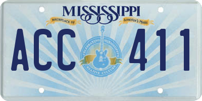 MS license plate ACC411