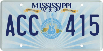 MS license plate ACC415