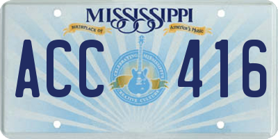 MS license plate ACC416