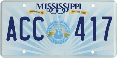 MS license plate ACC417