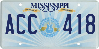 MS license plate ACC418