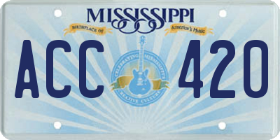 MS license plate ACC420