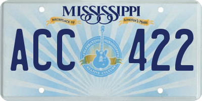 MS license plate ACC422