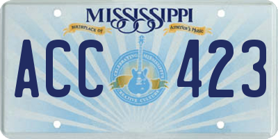 MS license plate ACC423