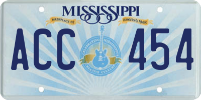 MS license plate ACC454