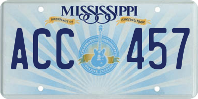 MS license plate ACC457