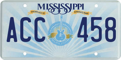 MS license plate ACC458