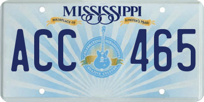 MS license plate ACC465