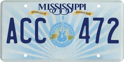 MS license plate ACC472