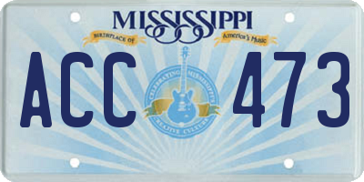 MS license plate ACC473