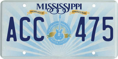 MS license plate ACC475