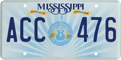 MS license plate ACC476