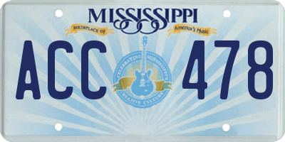 MS license plate ACC478