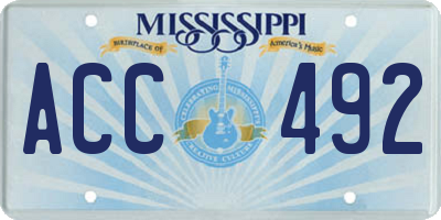 MS license plate ACC492