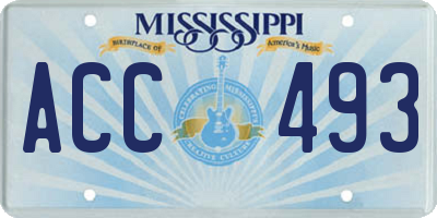 MS license plate ACC493