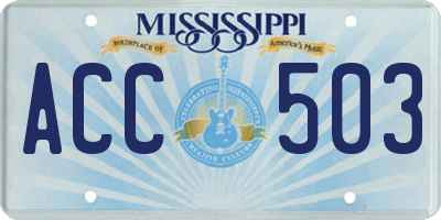 MS license plate ACC503