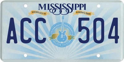 MS license plate ACC504