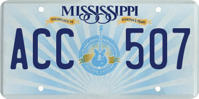 MS license plate ACC507