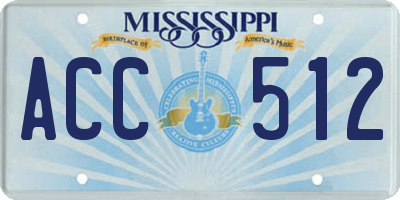 MS license plate ACC512
