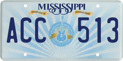 MS license plate ACC513