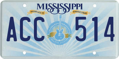 MS license plate ACC514
