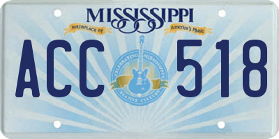 MS license plate ACC518