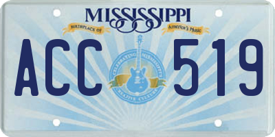 MS license plate ACC519