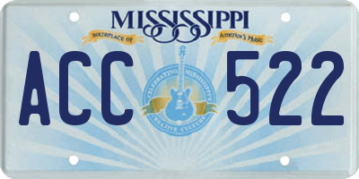 MS license plate ACC522