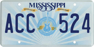 MS license plate ACC524