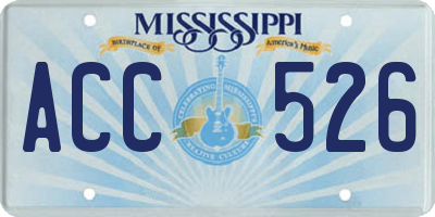 MS license plate ACC526
