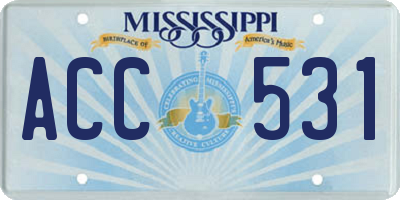 MS license plate ACC531