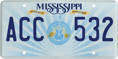 MS license plate ACC532