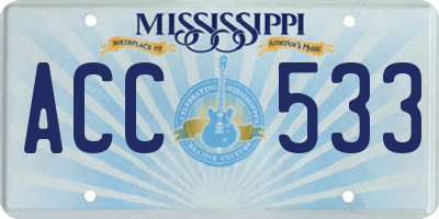 MS license plate ACC533