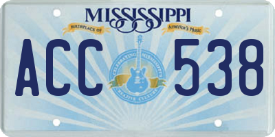 MS license plate ACC538