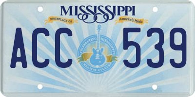 MS license plate ACC539